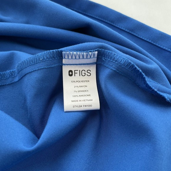 Figs Mens XL Blue Scrub Shirt Technical Collection Short Sleeve V Neck 1 Pocket - Picture 8 of 9
